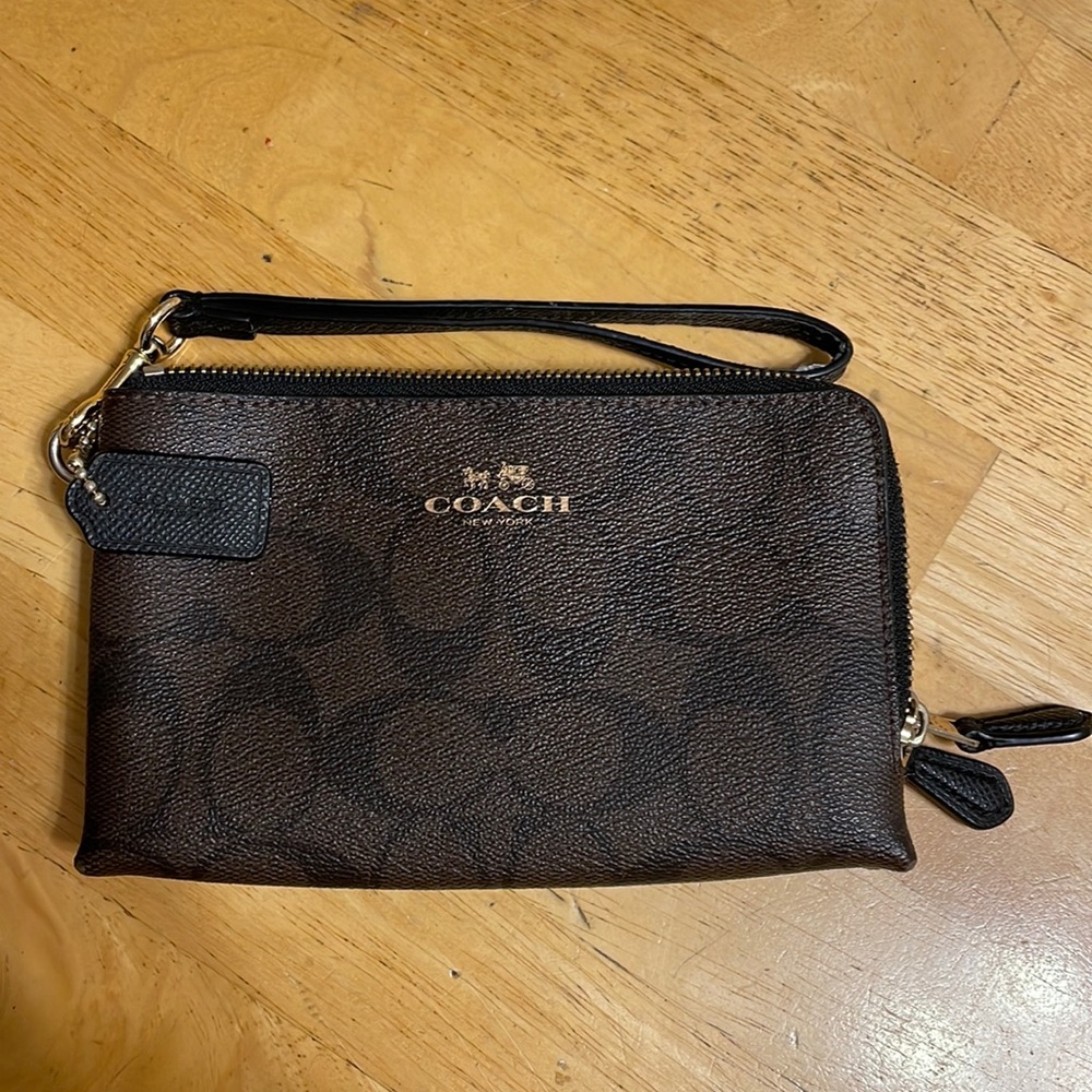 Coach brown leather wristlet